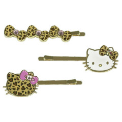 Japan Sanrio Hairpin Set - Hello Kitty : Gogo Gal Collection Leopard