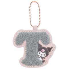 Japan Sanrio Sagara Embroidery Keychain - Kuromi : English Alphabet T