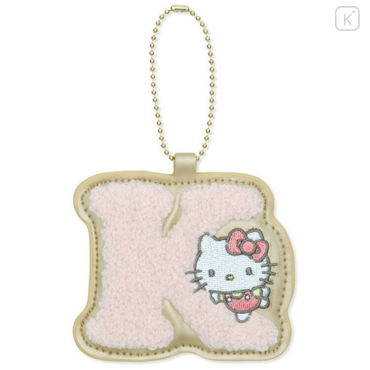 Japan Sanrio Sagara Embroidery Keychain - Hello Kitty : English Alphabet K - 1