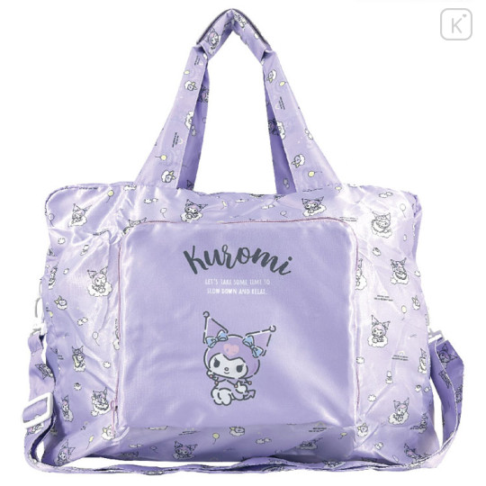 Japan Sanrio Travel Folding Boston Bag - Kuromi : Sky Party Purple - 1