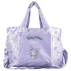 Japan Sanrio Travel Folding Boston Bag - Kuromi : Sky Party Purple