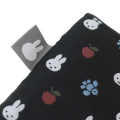 Japan Miffy Jacquard Cosmetic Flat Pouch - Miffy : Black Apple Bird - 4