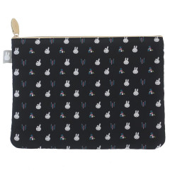 Japan Miffy Jacquard Cosmetic Flat Pouch - Miffy : Black Pencil Toy Brick