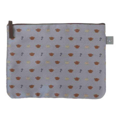 Japan Miffy Jacquard Cosmetic Flat Pouch - Boris : Grey Key Bowtie