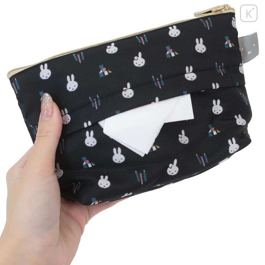 Japan Miffy Jacquard Pouch & Tissue Case - Miffy : Black Pencil Toy Brick - 2