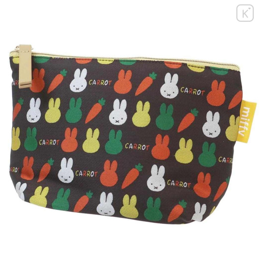 Japan Miffy Jacquard Pouch & Tissue Case - Miffy : Black Colorful Carrot - 1