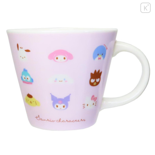 Japan Sanrio Ceramic Mug - Characters Face Pink - 1