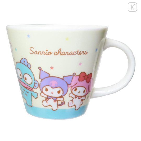 Japan Sanrio Ceramic Mug - Characters Swaying Lineup Light Yellow - 1