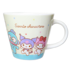 Japan Sanrio Ceramic Mug - Characters Swaying Lineup Light Yellow