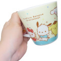 Japan Sanrio Ceramic Mug - Characters Swaying Lineup Light Yellow - 2