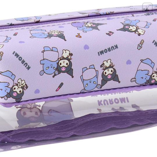 Japan Sanrio Pen Pouch Pencil Case - Kuromi : Half Clear - 5