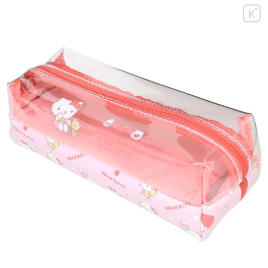 Japan Sanrio Pen Pouch Pencil Case - Hello Kitty : Half Clear - 1