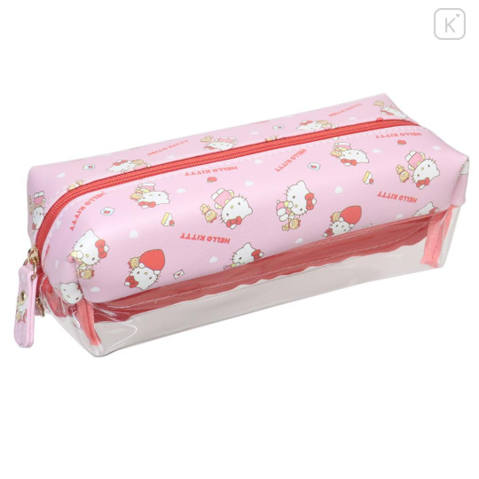 Japan Sanrio Pen Pouch Pencil Case - Hello Kitty : Half Clear - 2