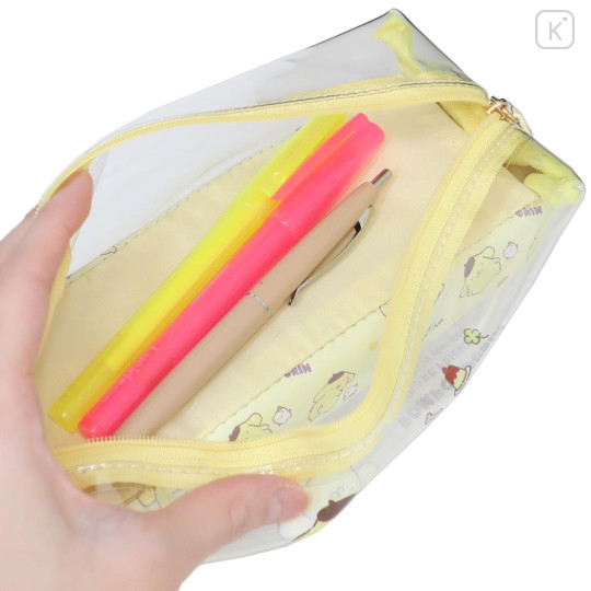 Japan Sanrio Pen Pouch Pencil Case - Pompompurin : Half Clear - 3