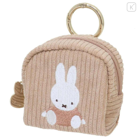 Japan Miffy Round Mini Pouch - Miffy : Light Brown - 1