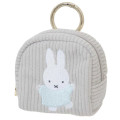 Japan Miffy Round Mini Pouch - Miffy : Light Grey - 1