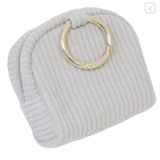 Japan Miffy Round Mini Pouch - Miffy : Light Grey - 2