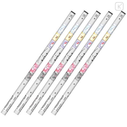 Japan Sanrio × Obakenu 2B Pencil 5pcs Set - Characters Angel & Devil - 1