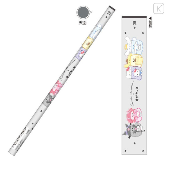 Japan Sanrio × Obakenu 2B Pencil 5pcs Set - Characters Angel & Devil - 2