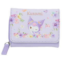 Japan Sanrio Trifold Wallet - Kuromi : Flower