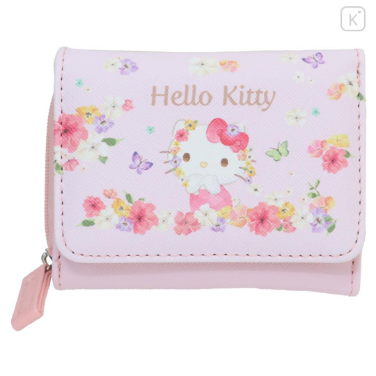 Japan Sanrio Trifold Wallet - Hello Kitty : Flower - 1