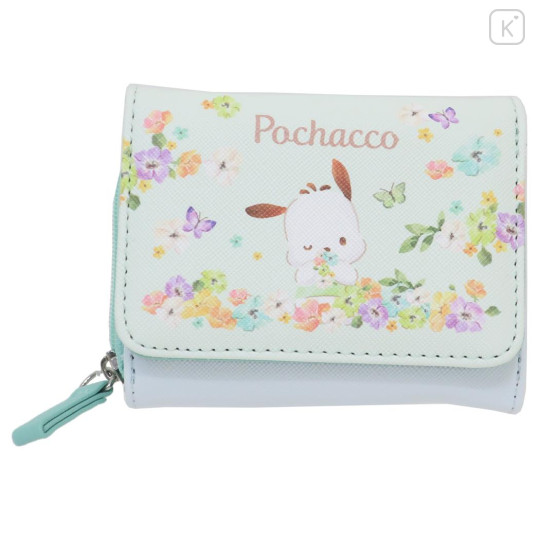 Japan Sanrio Trifold Wallet - Pochacco : Flower - 1