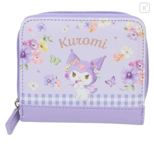 Japan Sanrio Bifold Wallet - Kuromi : Flower - 1