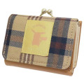 Japan Pokemon Trifold Wallet - Pikachu : Glen Gingham Yellow Brown - 1