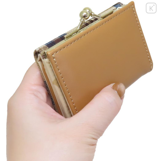 Japan Pokemon Trifold Wallet - Pikachu : Glen Gingham Yellow Brown - 2