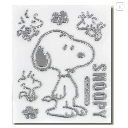 Japan Peanuts Emblem Deco Sticker - Snoopy & Woodstock : Flower - 1