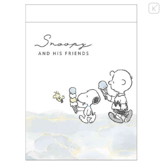 Japan Peanuts Mini Notepad - Snoopy & Woodstock : Watercolor Ice Cream - 1
