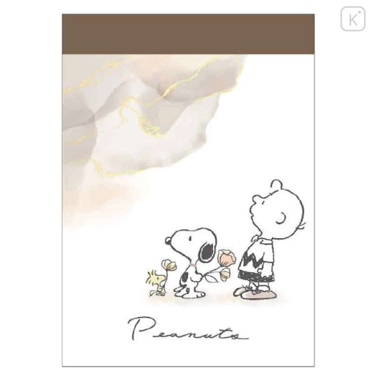 Japan Peanuts Mini Notepad - Snoopy & Woodstock : Watercolor Look Up To The Sky - 1