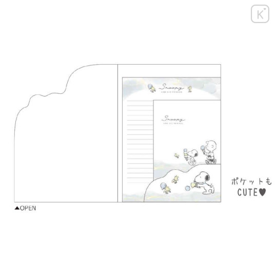 Japan Peanuts Letter Set With Die-cut Case - Snoopy & Woodstock : Watercolor Ice Cream - 3