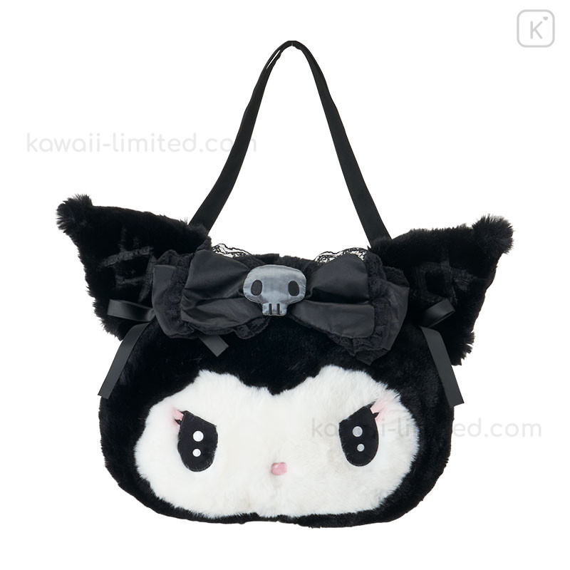Japan Sanrio Original Face-shaped Tote Bag - Kuromi : Midnight