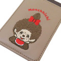 Japan Monchhichi Pass Case Card Holder & Reel - Girl Embroidery - 3