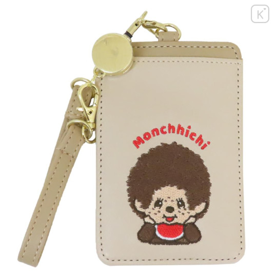 Japan Monchhichi Pass Case Card Holder & Reel - Boy Embroidery - 1