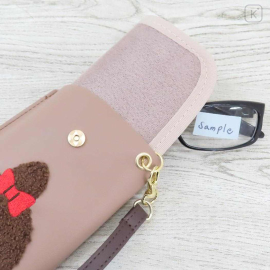 Japan Monchhichi Embroidery Flat Glasses Case - Girl - 3