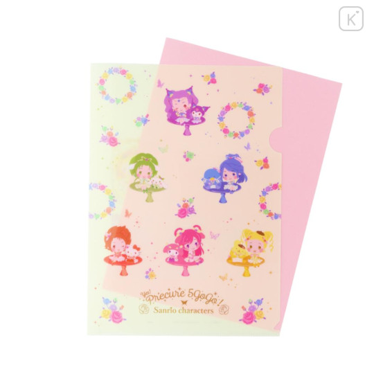 Japan Sanrio × Yes! PreCure 5 GoGo! A4 Clear File Folder - Characters Beige - 3