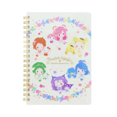 Japan Sanrio × Yes! PreCure 5 GoGo! B6 Ring Notebook - Characters Beige