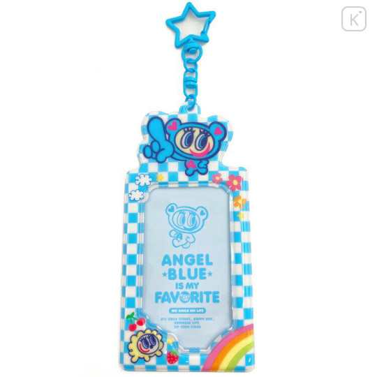 Japan Angel Blue Pass Case Card Holder - Blue Plaid Rainbow - 1