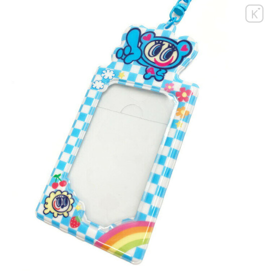 Japan Angel Blue Pass Case Card Holder - Blue Plaid Rainbow - 2