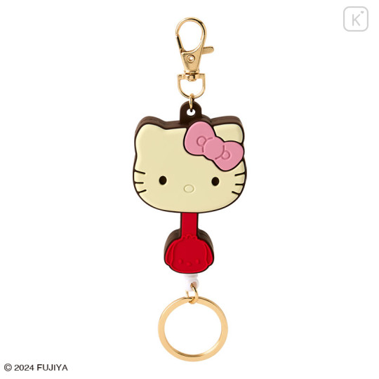 Japan Sanrio × Fujiya Chocolate Rubber Key Reel - Hello Kitty - 1