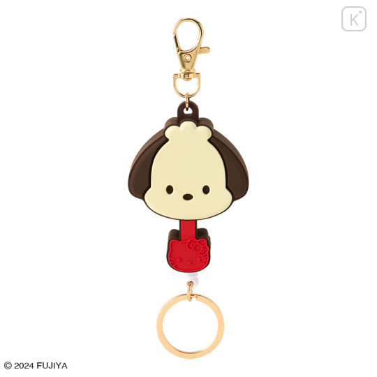 Japan Sanrio × Fujiya Chocolate Rubber Key Reel - Pochacco - 1