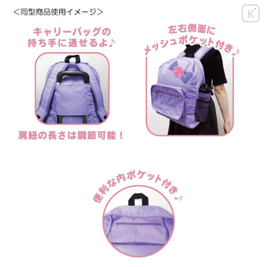 Japan Sanrio Foldable Backpack - Hello Kitty : Black & Red Ribbon - 3