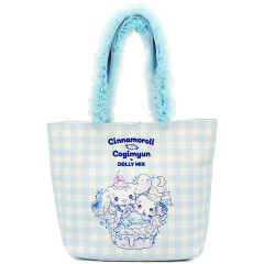 Japan Sanrio Frill Handle Tote Bag - Cinnamoroll & Cogimyun : Dolly Mix Blue