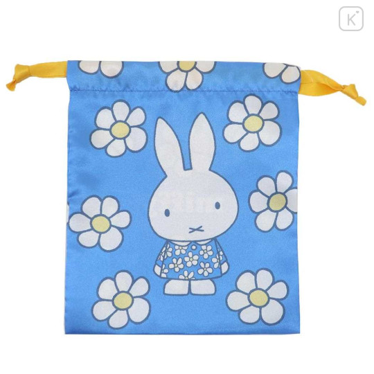 Japan Miffy Drawstring Bag - Miffy : Flower Blue Dress - 1