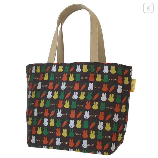 Japan Miffy Mini Tote Bag - Miffy : Black Colorful Carrot - 1