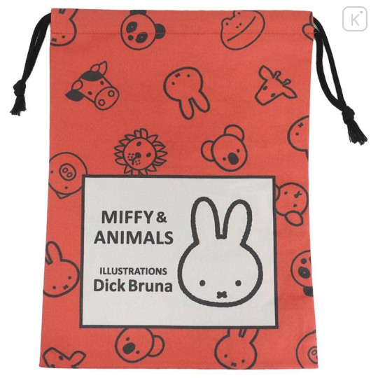 Japan Miffy Drawstring Bag - Miffy : Animals Orange Red - 1