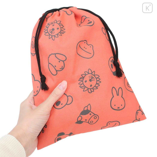 Japan Miffy Drawstring Bag - Miffy : Animals Orange Red - 2