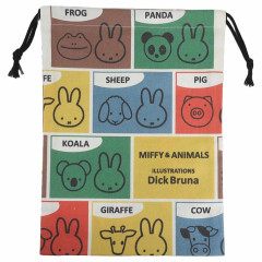 Japan Miffy Drawstring Bag - Miffy : Animals Colorful